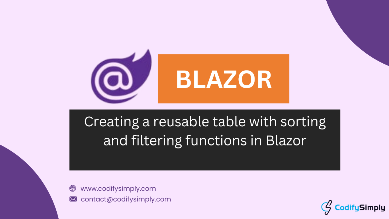Creating a reusable table with sorting and filtering functions in Blazor